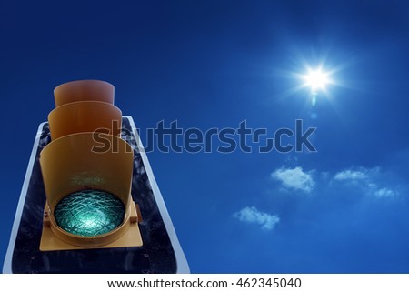 close up shot of traffic light and green light
.