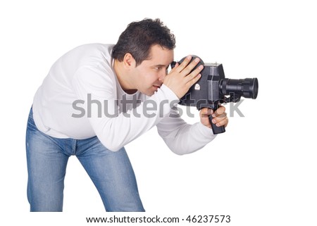 Cameraman isolated on white background