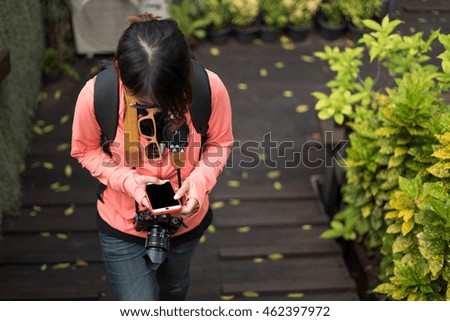 women in photographer look  natural view