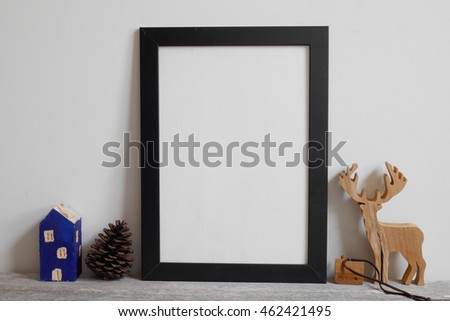 picture frame with decorations. Mock up for your photo or text Place your work