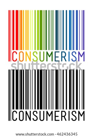 Vector stock of barcode with consumerism word inside