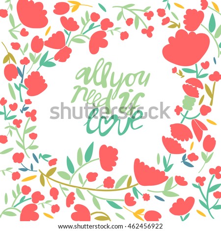 Vector cute hand drawing flowers frame background
