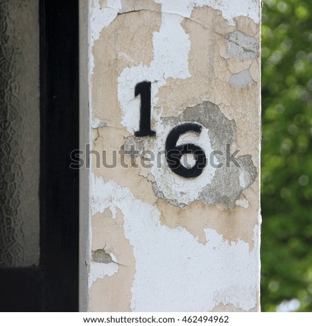 Street numbers seen on residential or commercial buildings