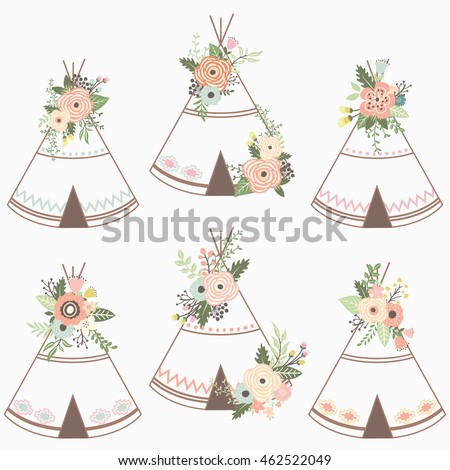 Floral Teepee Collection - Perfect for Tribal, Floral, Weeding, Valentine's, Mother's day and many more. 