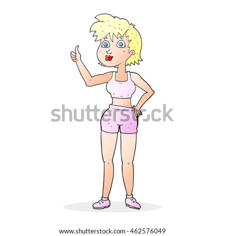 freehand drawn cartoon happy gym woman