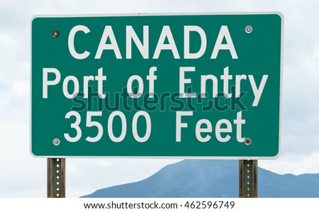Canada port of entry highway sign