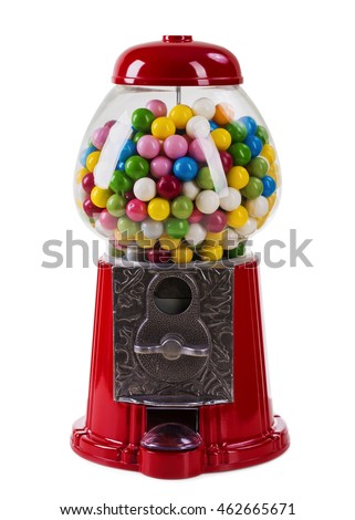 Carousel Gumball Machine Bank isolated on a white background Royalty-Free Stock Photo #462665671