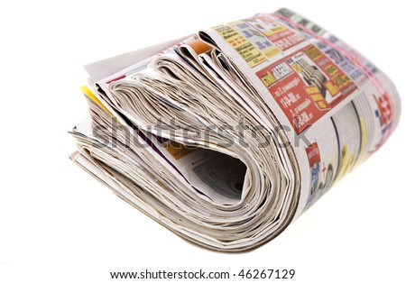  Bunch newspaper. Isolated on white background.