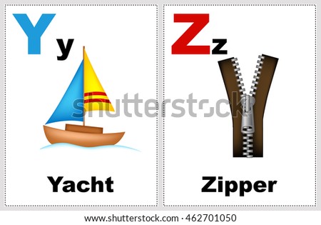 Alphabet printable flashcards collection with letter Y, Z