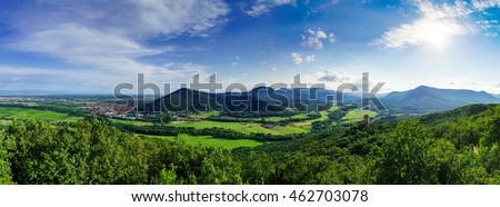 Majestic overview to the beautiful valley from the top of the hill, Alsace, France Royalty-Free Stock Photo #462703078
