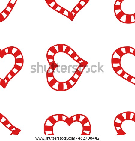 Seamless pattern of decorative red hearts, romantic background.
