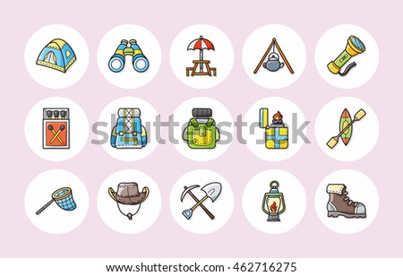 Camping and outdoor icons set