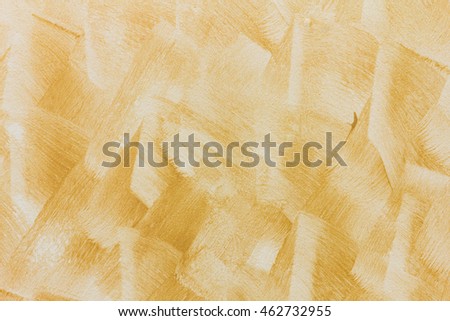 Abstract art yellow color paint in cement wall, horizental pattern background.