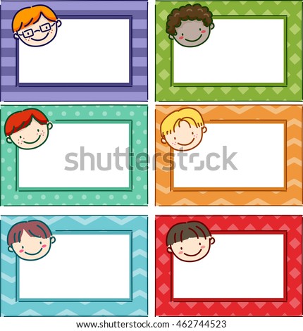 Illustration Featuring Printable Name Tags for Boys