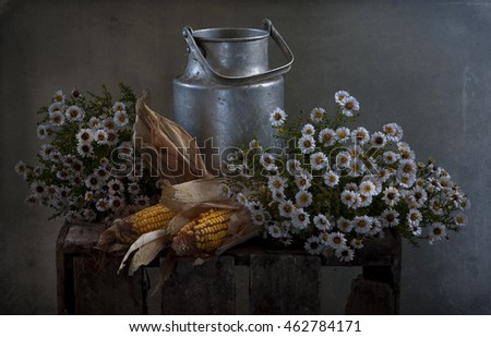 corn and white flowers