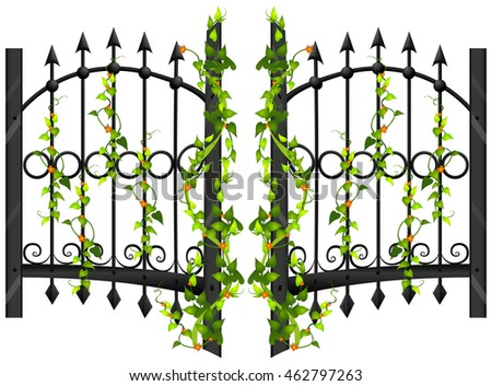 Fence design with vine and flower illustration