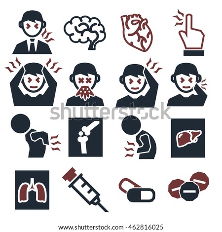 office syndrome, sick icons set