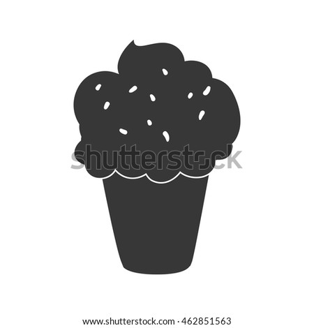 Dessert and sweet concept represented by cone of ice cream silhouette icon. Isolated and flat illustration