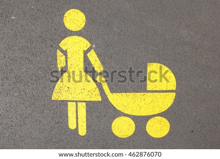 Yellow Strreet mark  Mother and Baby Carriage