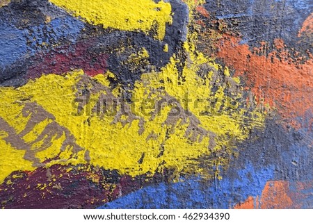 abstract old colorful pattern texture on concrete wall,select focus with shallow depth of field:ideal use for background,