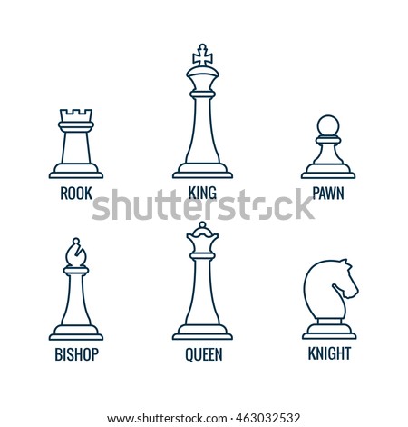 Chess pieces vector thin line icons 