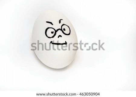 egg with emotions thoughtful with glasses