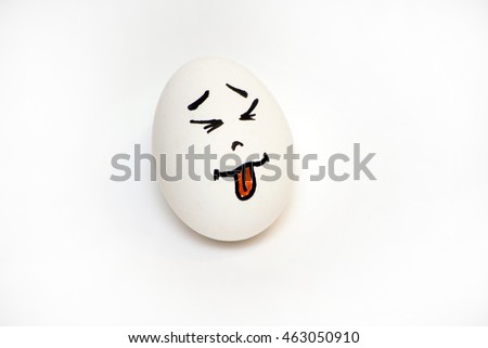 egg with a protruding tongue emotions eyes closed