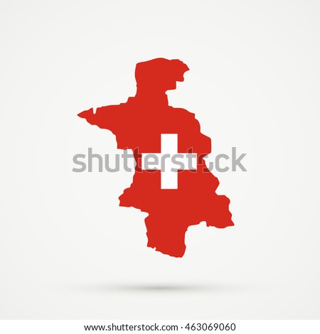 Map of Aarau district, canton (country subdivision)  of Aargau, Switzerland in Switzerland flag colors