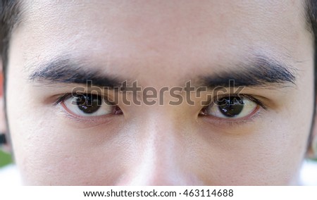 Closeup picture of Asian man's eye.