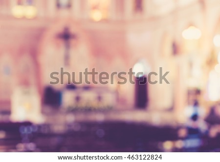 blurred vintage photo of church interior for abstract background