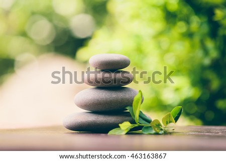 balancing zen pebble stones outdoor, spa wellness tranquil scene, soul equanimity concept, mental calmness, abstract retro colors