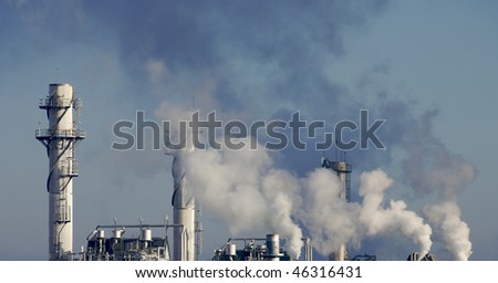 power plant emissions to the atmosphere Royalty-Free Stock Photo #46316431