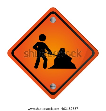 flat design men at work traffic sign icon vector illustration