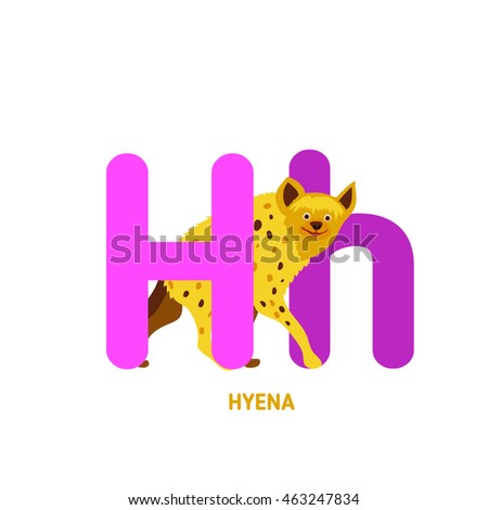Colorful children alphabet letter  with illustration of hyena