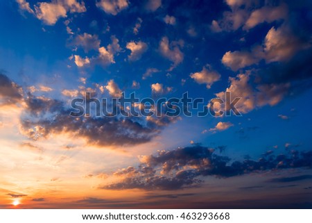 Sunrise, sky, clouds, landscape.
