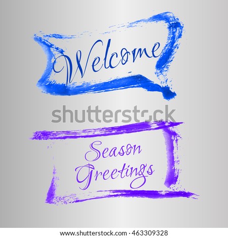 ink brush vector banner set with typographic, welcome and season greetings.
