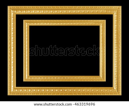 The antique gold frame on black background
