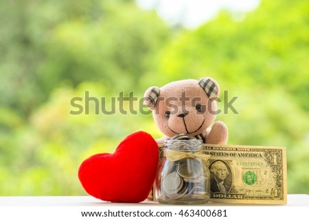 teddy bear and money concept
