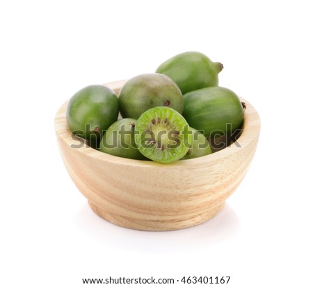 mini kiwi baby fruit on white background