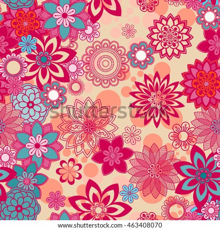 Mandala pattern, floral elements, decorative ornament. Seamless pattern background.  Arab, Asian, ottoman motifs. Vector illustration 