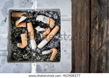 Smoked Cigarettes Butts in ashtray