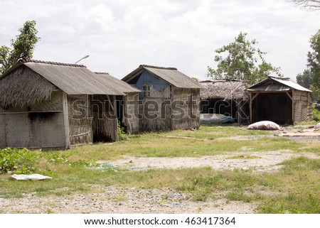 poor hut seaweed gatherers, Nusa Penida, Indonesia