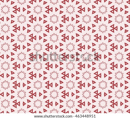 Seamless texture of different floral elements, triangles and other geometric shapes. mirror illustration. For the design, printing, wallpaper. Rose color