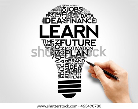 LEARN bulb word cloud collage, business concept background