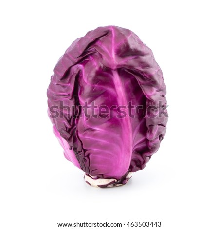 Fresh red cabbage isolated on white background.