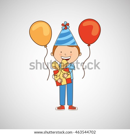 boy in his celebration party icon, vector illustration