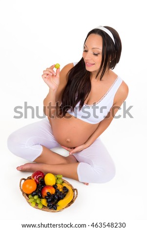 Pregnancy, health and beauty. Proper nutrition. Vitamins and fruit for pregnant women