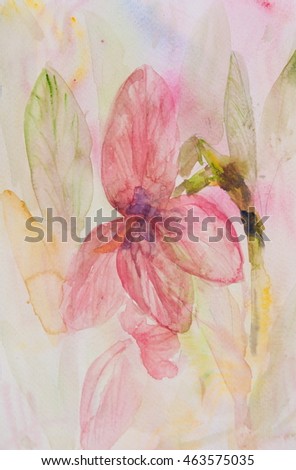 Pink flower watercolor painting, flower painting