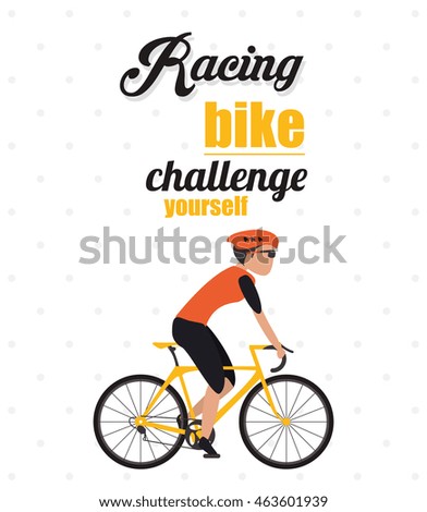 bike cycle bicycle racing man male boy cartoon helmet challenge yourself icon. Pointed and Colorfull illustration. Vector graphic