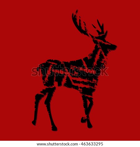 Hipster logotype with   deer  on a  red background. Vector illustration